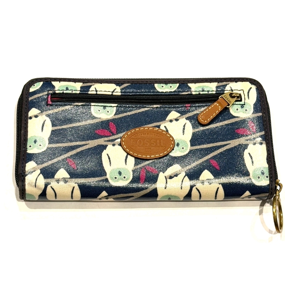Fossil Owl Print Zip-Around Wallet